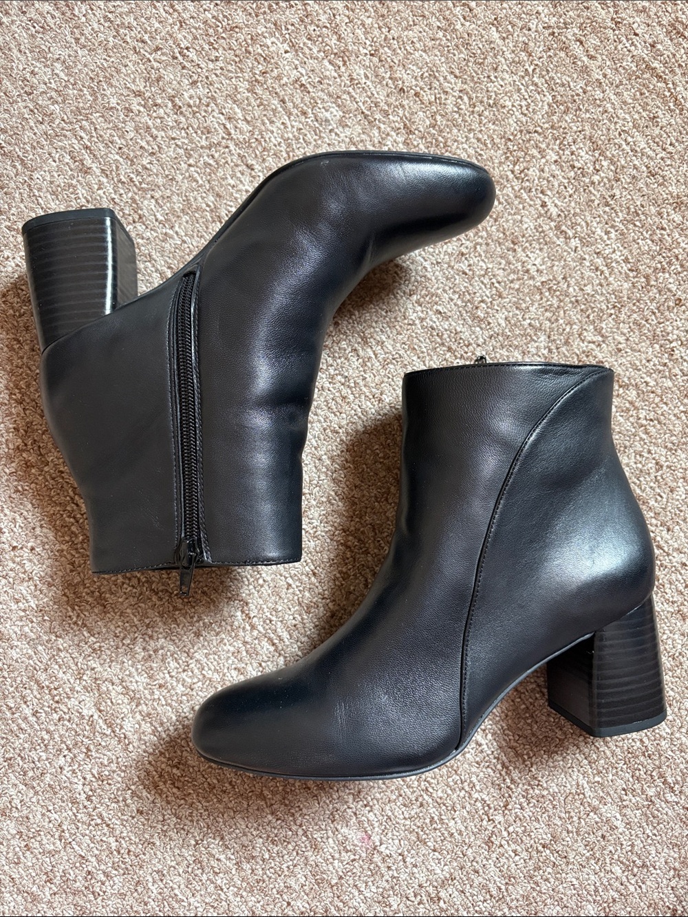 INC International Concepts Black Faux-Leather Ankle Boots with Block Heel